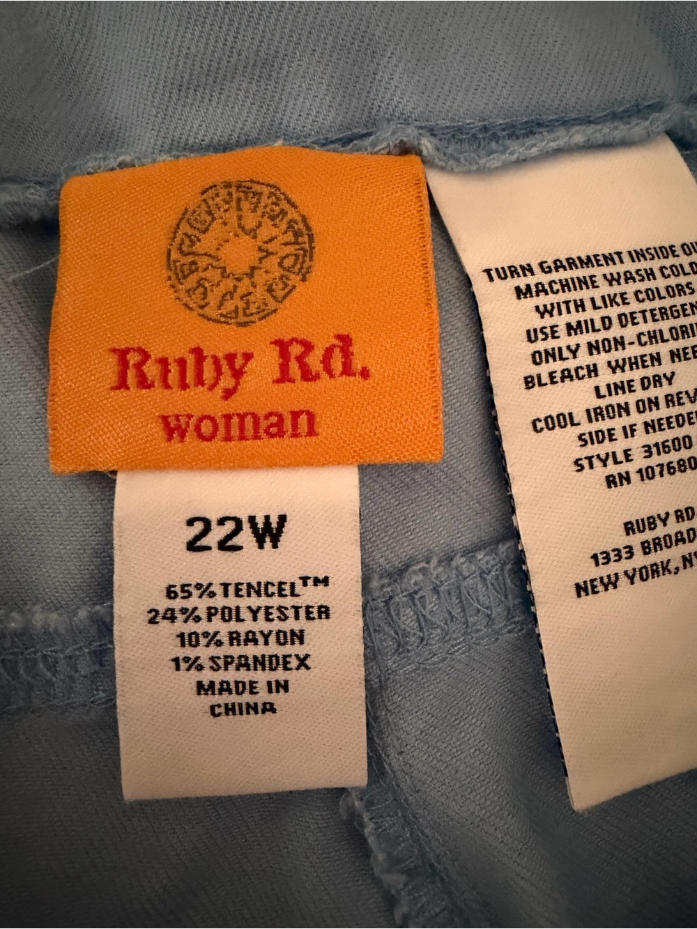Ruby Rd. Light Blue Knit Pull-On Pants - Picture 3 of 3